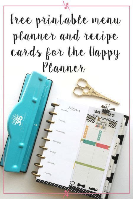 Happy Planner Menu Printable