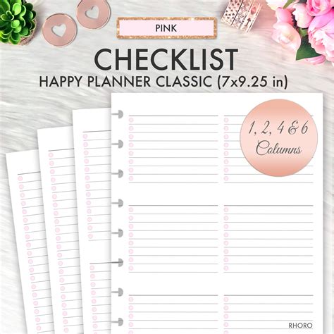 Happy Planner Printables Checklist