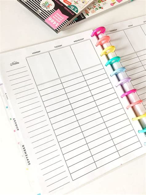 Happy Planner Vertical Layout Printable