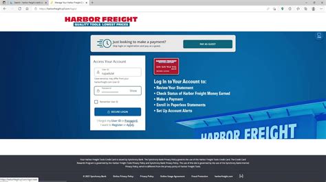 harbor freight credit card login account