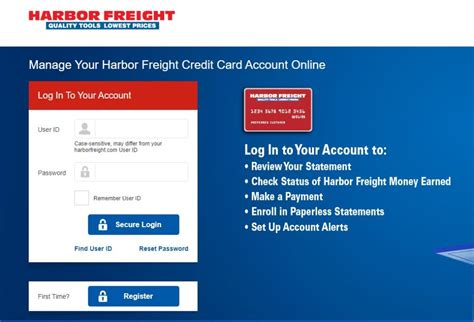 harbor freight credit card login online