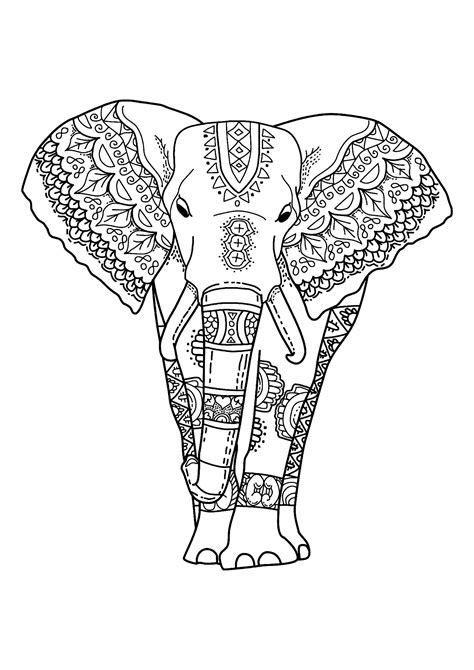 Hard Coloring Pages Elephants