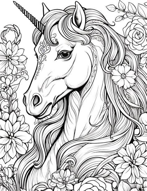 Hard Coloring Pages Unicorn