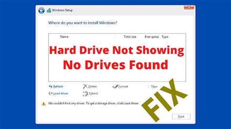 Hard Drive Not Found When Installing Windows 10
