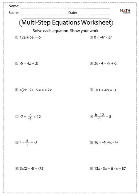 hard multi step equations worksheet pdf