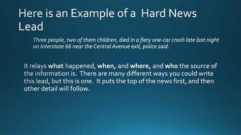 Hard News Lead Example