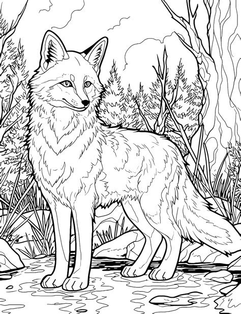 Hard Pattern Coloring Pages Fox