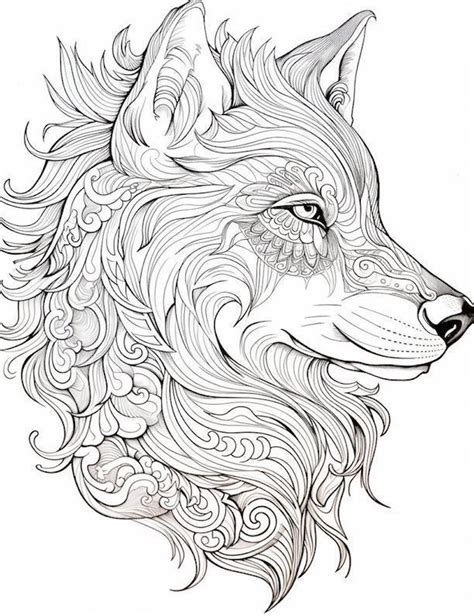 Hard Pattern Coloring Pages Wolf
