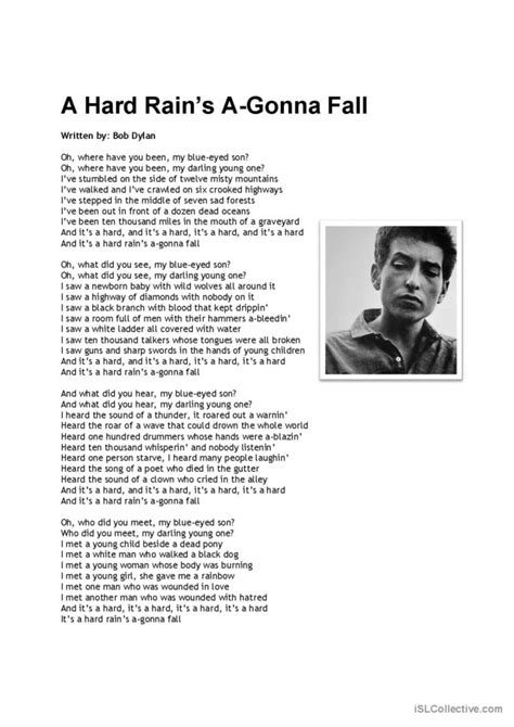 Awasome Hard Rain Gonna Fall Testo Popular