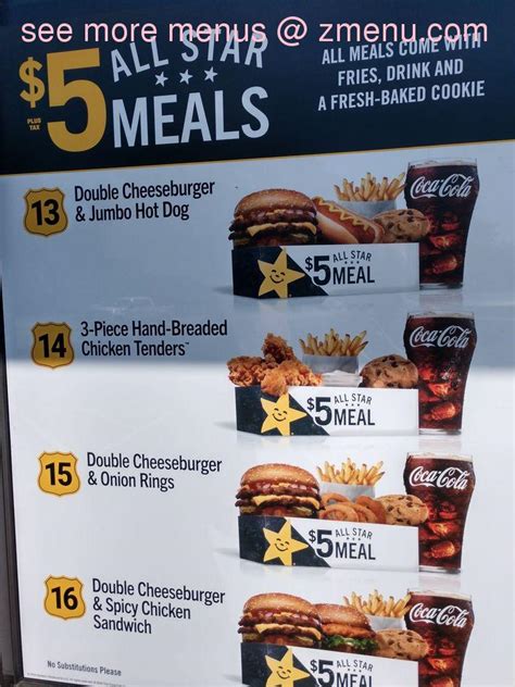 Hardees Printable Picture Menu