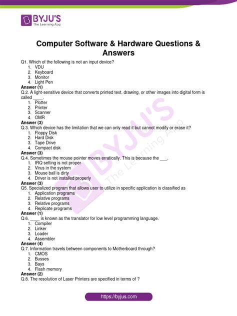Hardware And Software Questions And Answers Pdf
