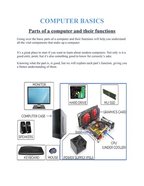 Hardware Components Of A Computer And Their Functions