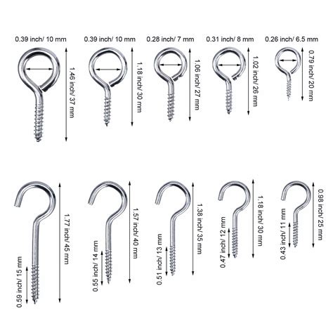 Hardware Hooks Sizes