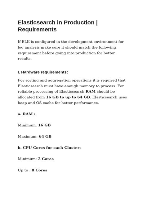 Hardware Requirements Elasticsearch