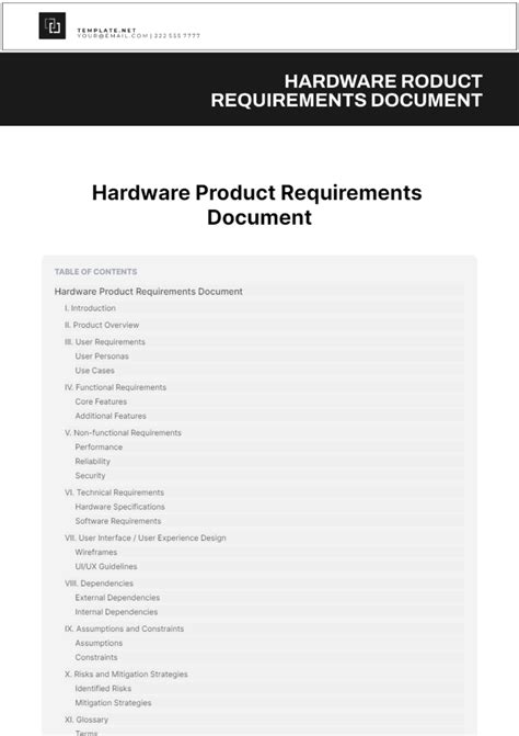 hardware requirements specification template
