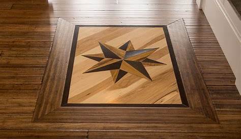 Example of Wood custom flooring Hallway wood inlay design, ID518