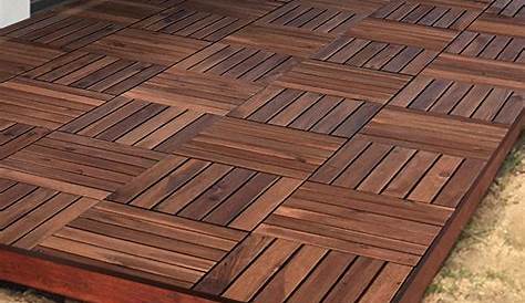 Acacia Wood 6Slat Interlocking Deck Tiles, 10Count Patio tiles