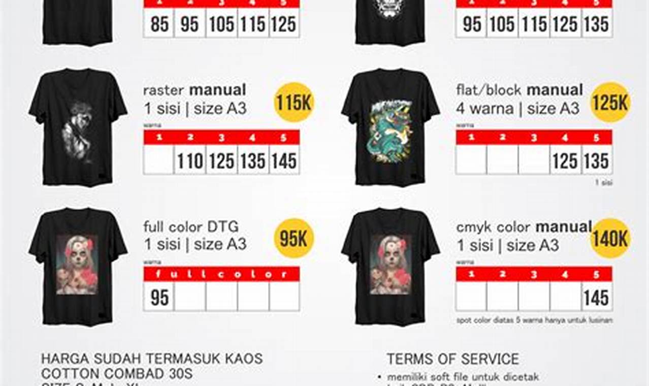 harga Rekomendasi sablon kaos satuan bali