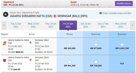 harga tiket ke bali