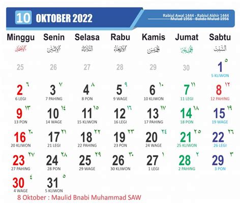 hari besar oktober 2022