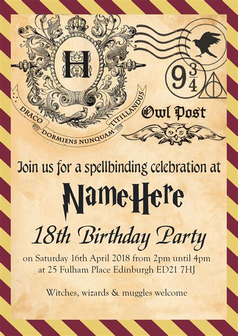 (FREE Printable) Harry Potter Birthday Invitation Templates FREE