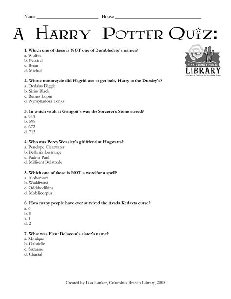 harry potter character quiz for kids