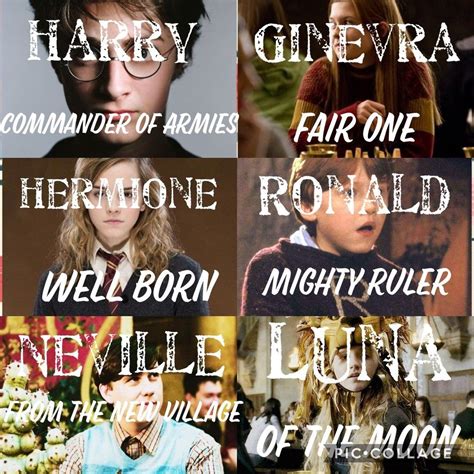 harry potter characters names meanings