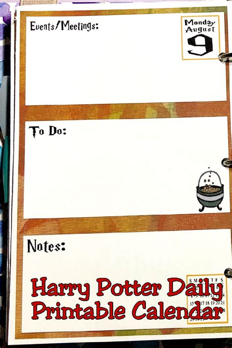 harry potter daily calendar