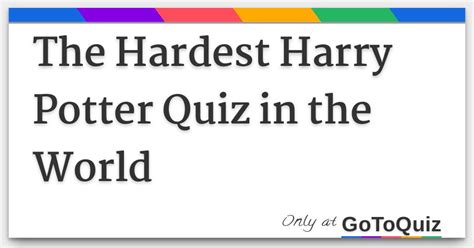 harry potter hardest quiz in the world