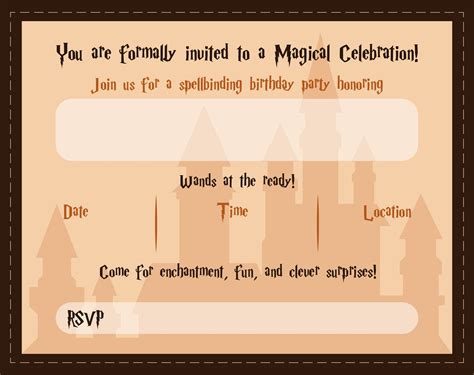 Harry Potter Invitation Printable