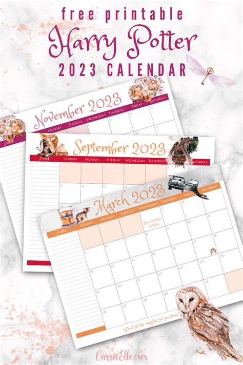 harry potter printable calendar 2024