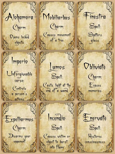 harry potter spells