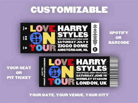 harry styles ticket printable
