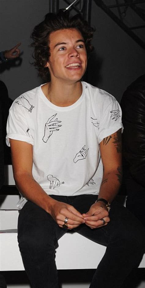 harry styles white t shirt with hands