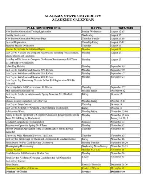 Harvard Academic Calender