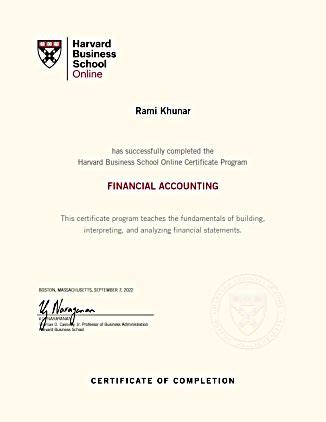 harvard business online courses finance