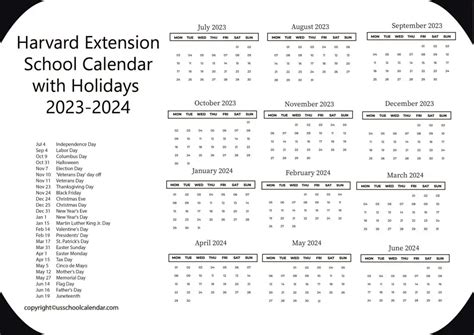 Harvard Extension Calendar