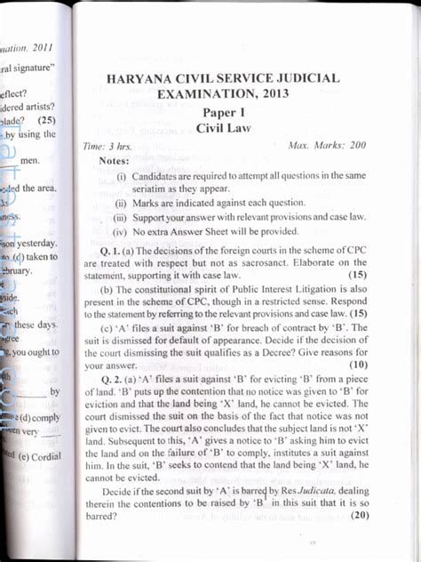 haryana judiciary mains paper