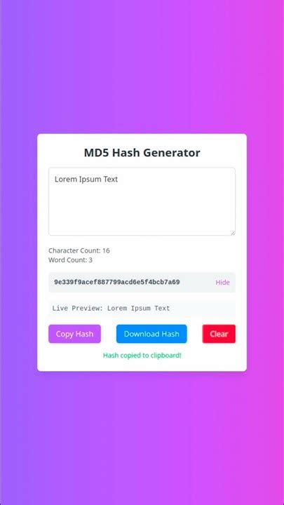 Hash Generator Javascript