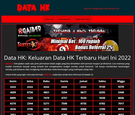 hasil pengeluaran hk malam ini