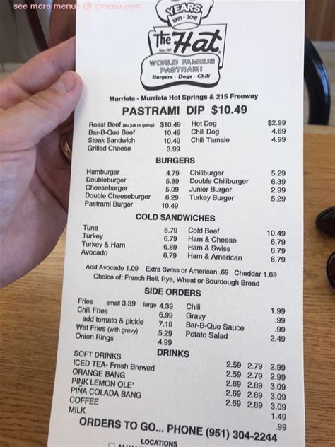 hat's restaurant menu