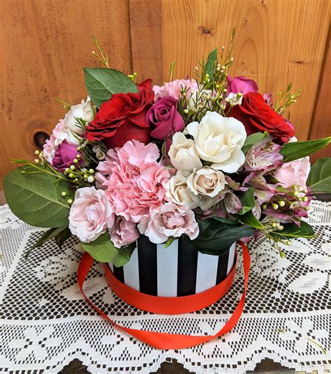 Hat Box Flower Arrangements