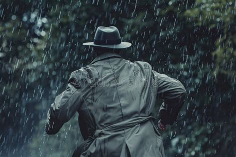 Hat Running In Rain