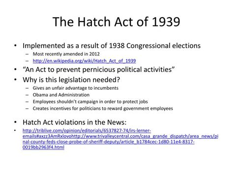 Hatch Act Of 1939