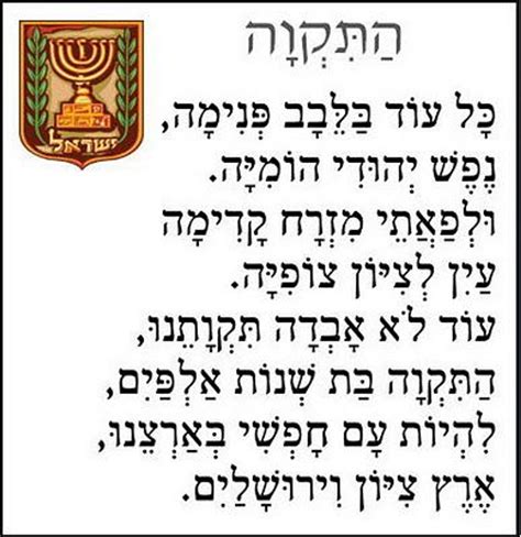 hatikvah words in hebrew