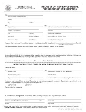 Hawaii Geographic Exception Request Form