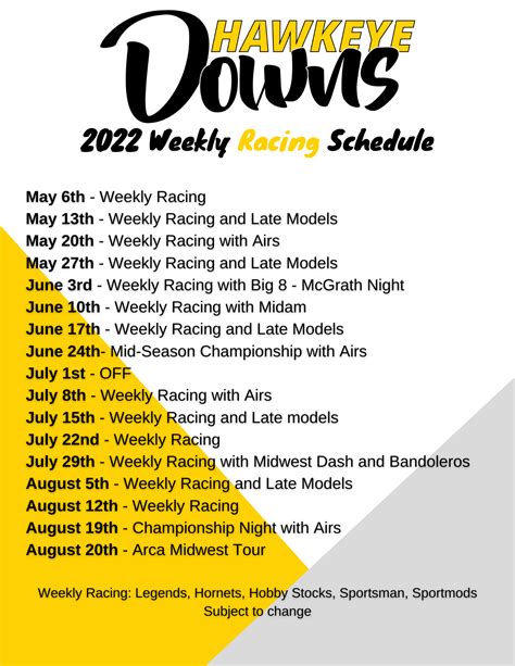 Hawkeye Downs Calendar Of Events