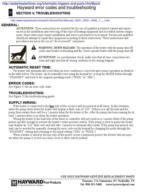 [100 fixed*] hayward pool heater error codes (A to Z Troubleshooting