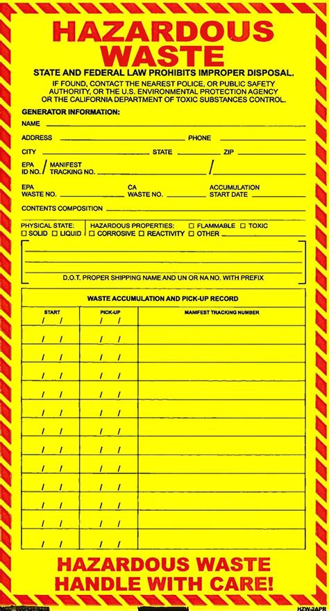 hazardous waste form codes