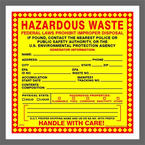 Hazardous Waste Printable Label Uc Berkeley